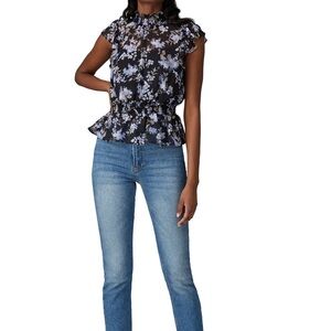 Floral Ruffle Sleeve Blouse